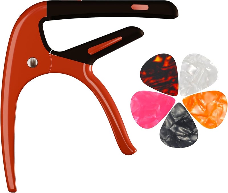 DIDA Capo for Acoustic Guitar, Guitar Capo for Electric Guitar, Ukulele and String Instruments, Guitar Capo, Guitar Kapo, Guitar Clamp (Red) - Image 1
